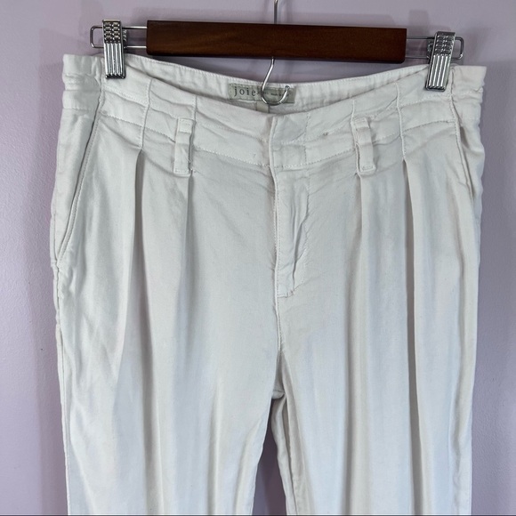 JOIE Jeans Lucilia Porcelain White Linen Blend Cropped Pleated Pants Size 2 - Picture 3 of 13
